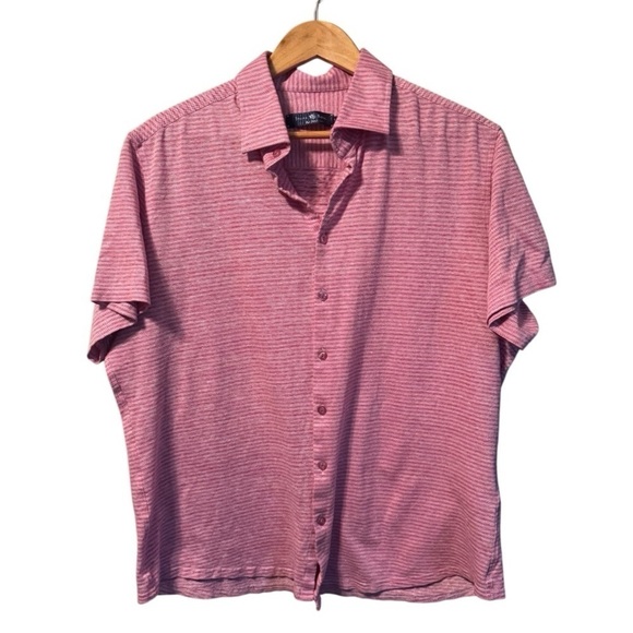 Stone Rose Other - Stone Rose Linen Short Sleeve Button Down, Pink, Size Small
